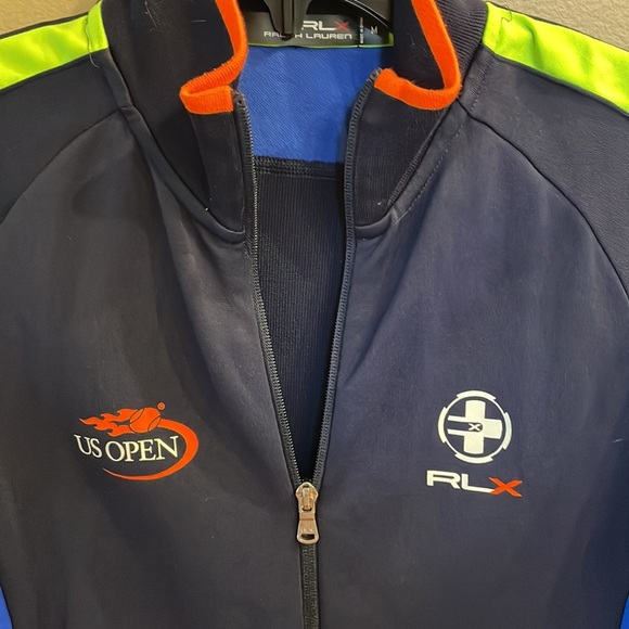 RALPH LAUREN X boys Med golf US OPEN zip up jersey jacket neon accents navy - Picture 5 of 16